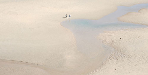 High angle view of sand dune on beach