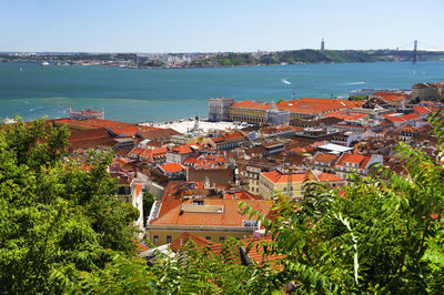 High angle view of residential district