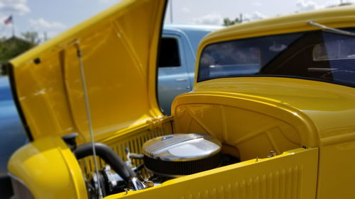 Close-up of yellow car