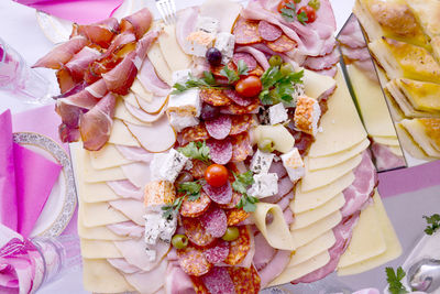 High angle view of vegetables in plate