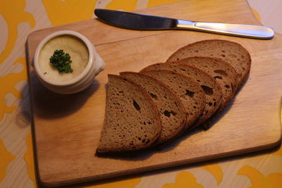 Close-up of food on cutting board