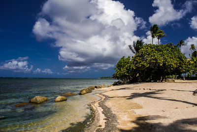 Scenic view of sea against cloudy sky