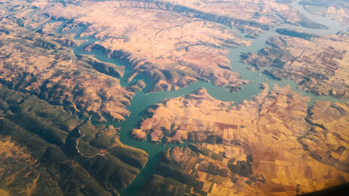 High angle view of dramatic landscape