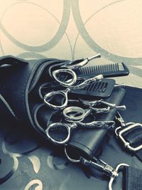 High angle view of black pen