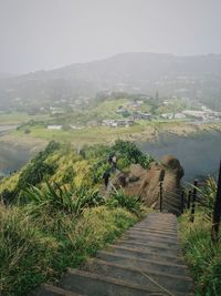 High angle view of landscape against sky