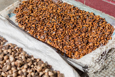 High angle view of food drying outdoors