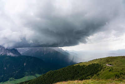 Stormy clouds over the dolomites, italy.