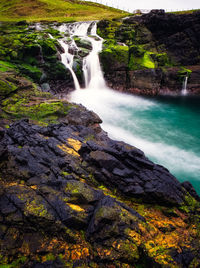 Scenic view of waterfall