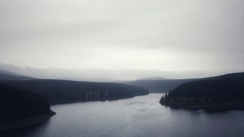 Scenic view of river in forest against sky