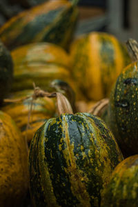 Close-up of squash for sale at market stall