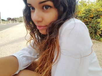 Close-up portrait of beautiful young woman