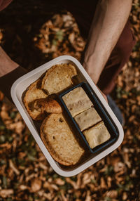 Close-up of hand holding food