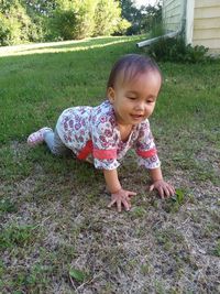 Cute girl on field