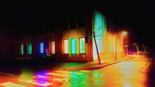 View of illuminated building at night