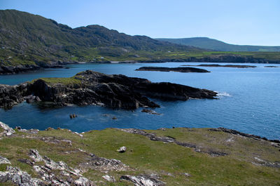 Scenic view of sea against clear sky