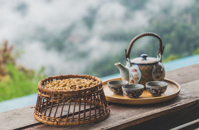 Tea cup on table