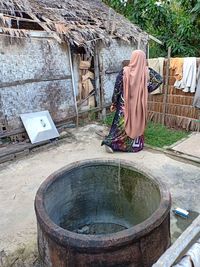 Woman working in building