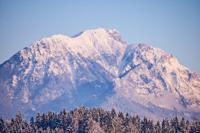 Low angle view of mountains against clear sky