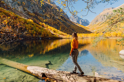 Scenic view of lake against mountain