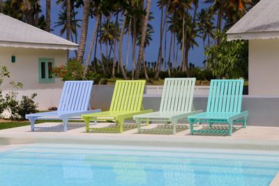 View of swimming pool against clear sky