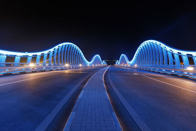 Light trails on road at night