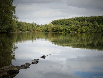 Scenic view of lake against sky