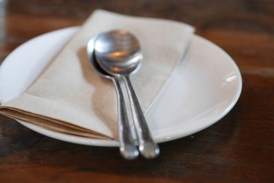 High angle view of empty drinking glasses on table