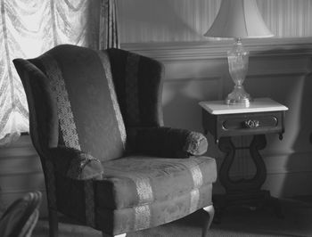 View of curtains on bed