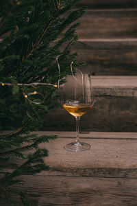 Close-up of wine glass on table