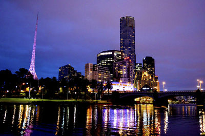 Illuminated city at night