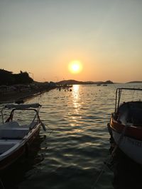 View of marina at sunset