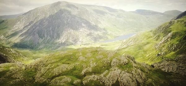 Scenic view of mountains against sky