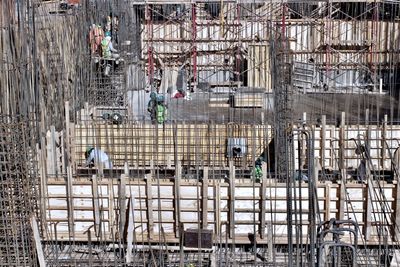 High angle view of construction site