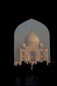 Silhouette of historical building against clear sky