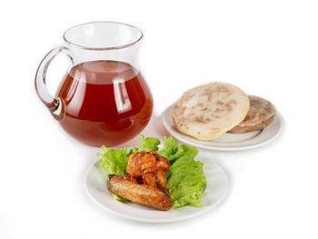 Close-up of breakfast served in plate