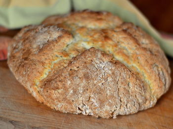 Close-up of fresh soda bread on table