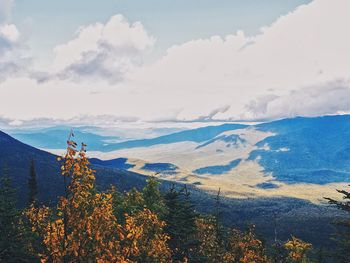 Scenic view of landscape against sky during autumn