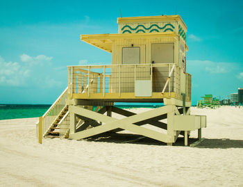 View of lifeguard post on miami beach.