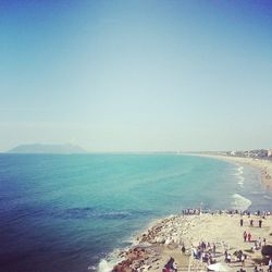 Scenic view of sea against blue sky