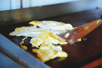 Close-up of omelet on pan