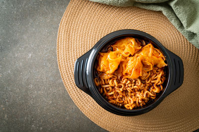 High angle view of food on table