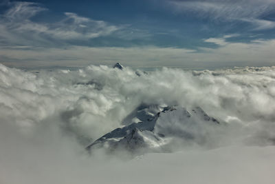 Aerial view of mountain against sky