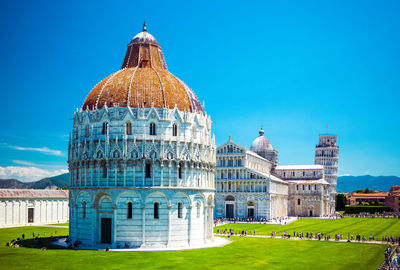 Baptistery of st john on square of miracles, leaning tower, famous inclined