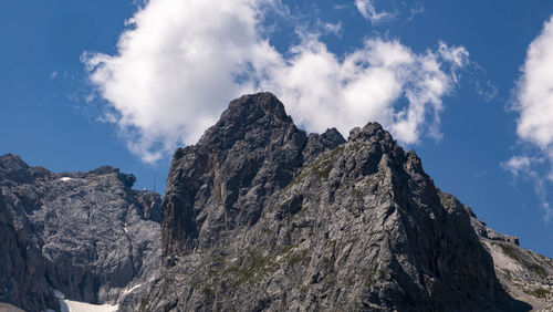 Low angle view of rocks against sky