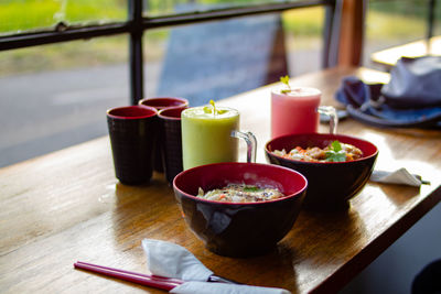 Close-up of food on table