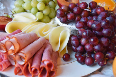 High angle view of fresh food on crumpled paper