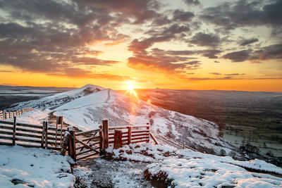 Winters sunrise behind lose hill taken from the famous mam tor gate.