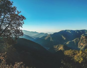 Scenic view of mountains against clear sky