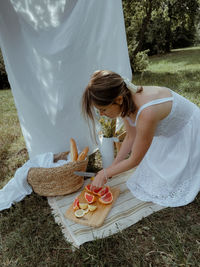 Summer picnic in the garden