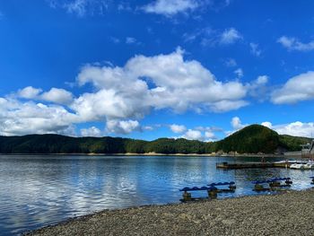 Scenic view of lake against sky